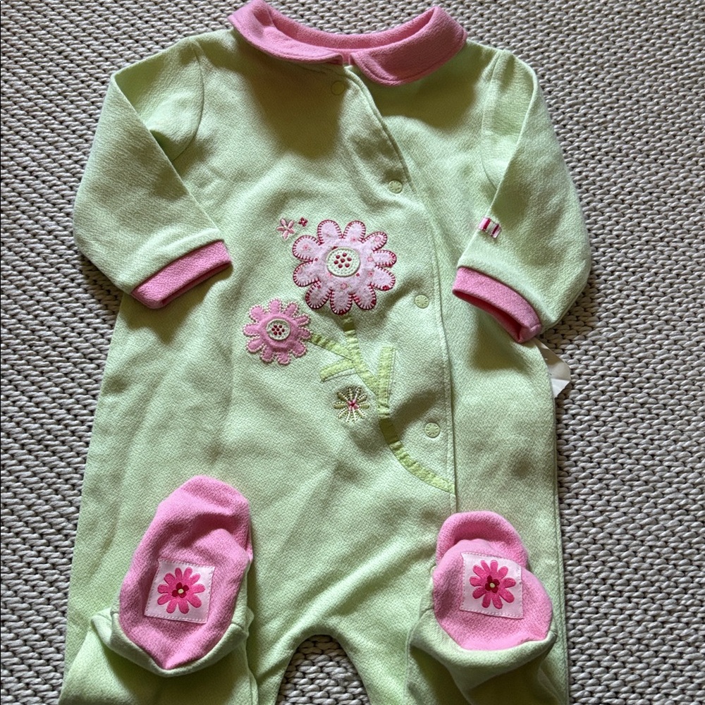 One piece infant girls size 9 months little Me cotton snaps long sleeves